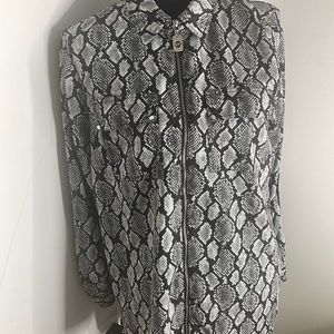 Michael Kors Snakeskin Zip Front Blouse Size Medium